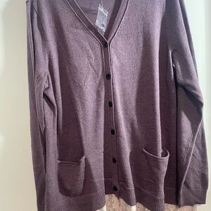 LOGO by Lori Goldstein Purple Cardigan